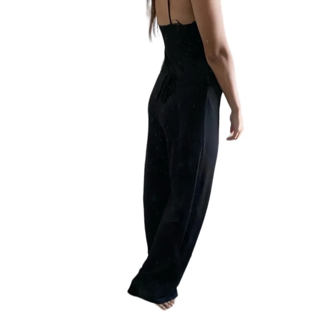 Zara Wide Leg Jumpsuit Size‎ S V Neck Slinky Rave Festival Club Party Strappy